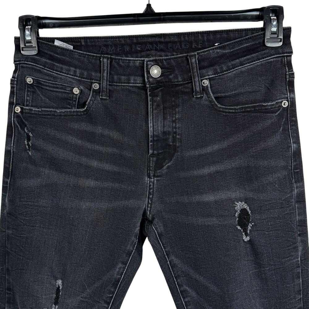 American Eagle SZ 32x34 Mens Skinny Flex Jeans Stretch Distressed Whiskered - Picture 2 of 11